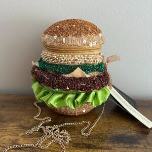 New Beaded Sequin Hamburger Shoulder Bag Viral TikTok India Fast Food Cute